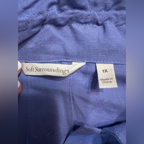 Soft Surroundings Tunic Top Womens 1X linen blended Purple Long Sleeve (k11 - Picture 6 of 10